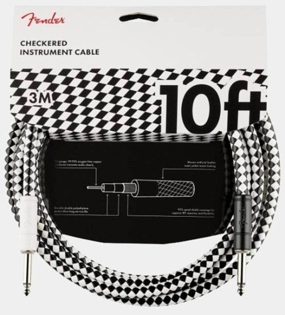 Présentation en détail du câble jack Fender Pro 10' Checkboard Instrument Cable