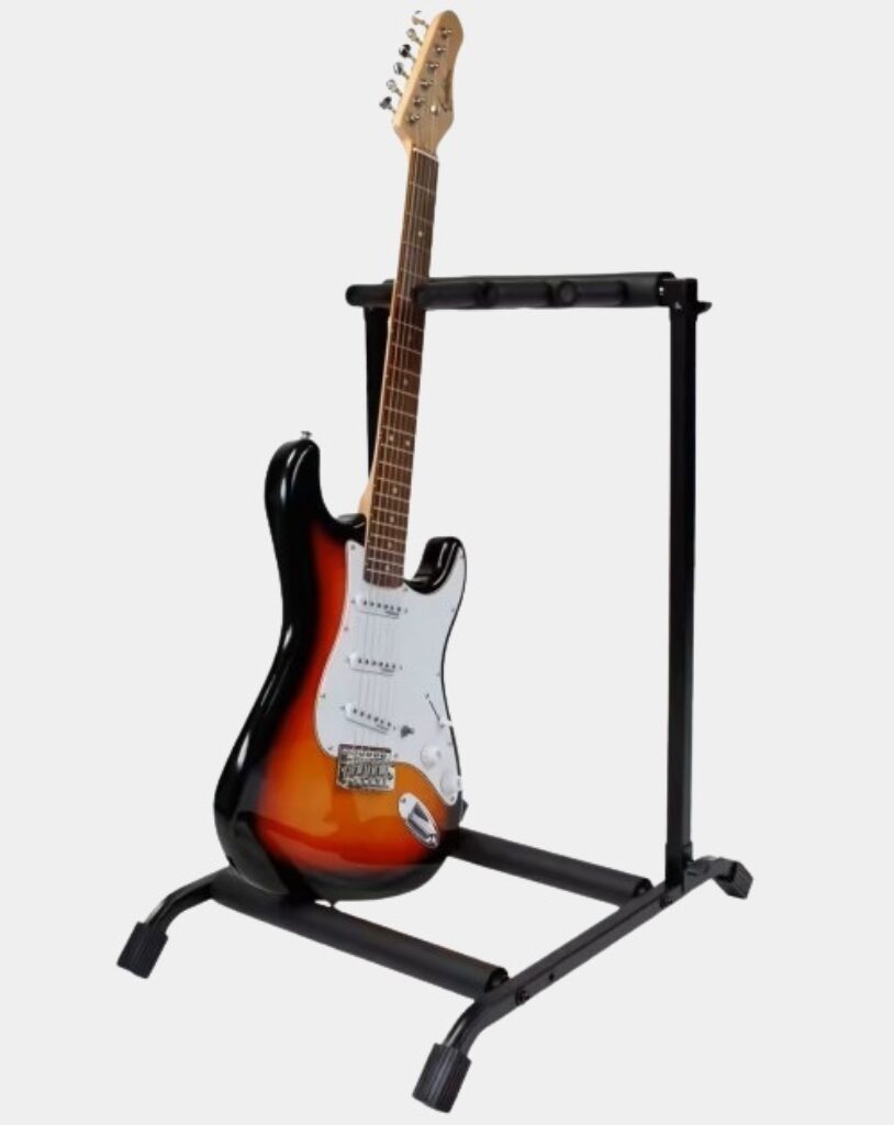 Présentation du stand de rangement pour 3 guitares standard
