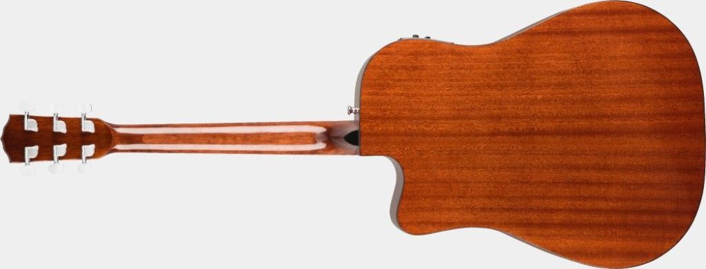 Présentation du dos de la guitare électro-acoustique Fender CD-140SCE All-Mahogany