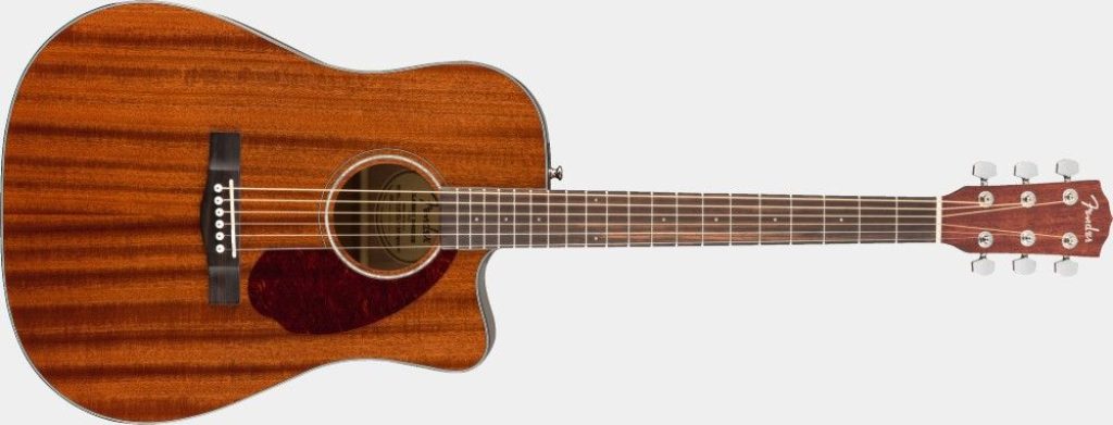 Présentation face de la guitare électro-acoustique Fender CD-140SCE All-Mahogany